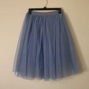 Light Blue Tulle Mid Calf Skirt with Elastic Waistband Size L Large